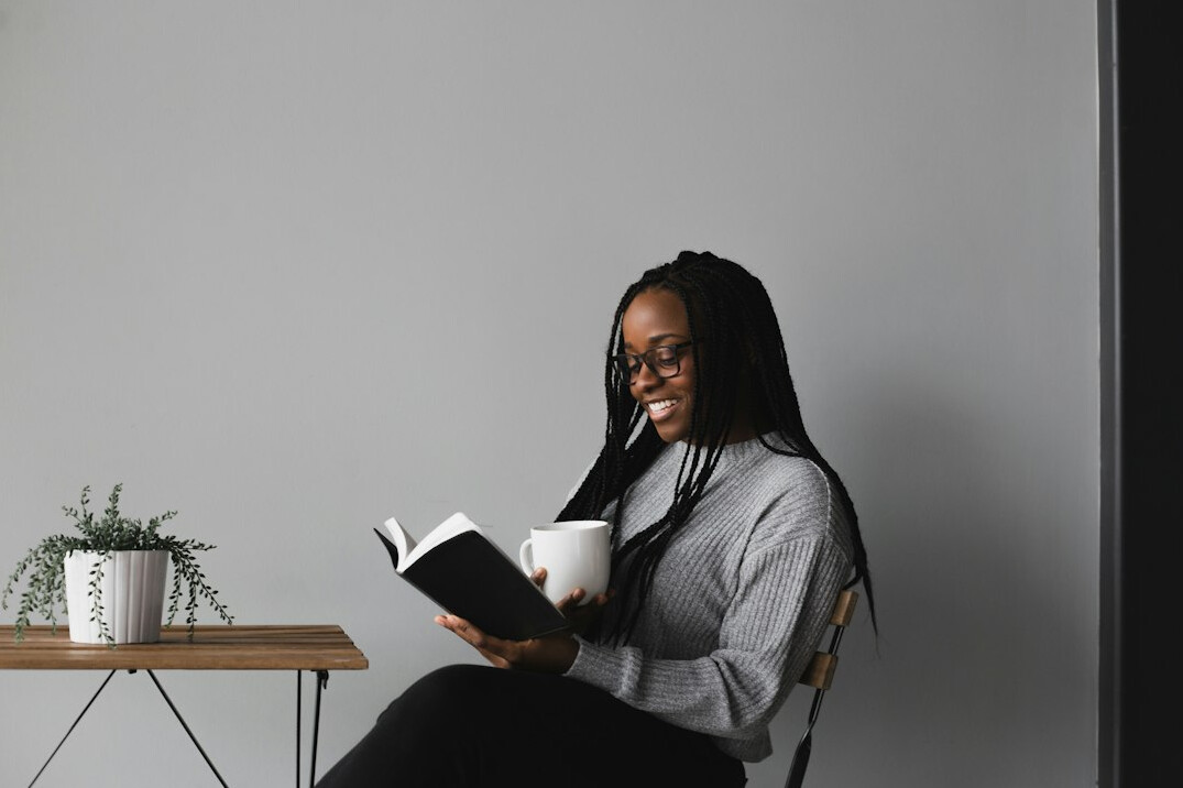 person reading book
